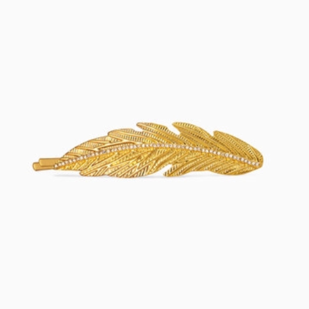 Stella & Dot Gold Pave Feather Hair Pin